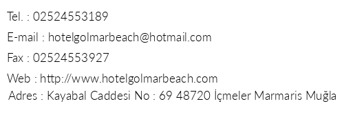 Glmar Beach Hotel telefon numaralar, faks, e-mail, posta adresi ve iletiim bilgileri